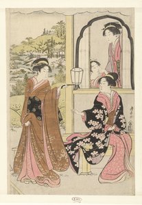 義経の笛を聞く四人の侍女 作： Torii Kiyonaga