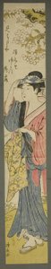 桜を見る女性 作： Torii Kiyonaga