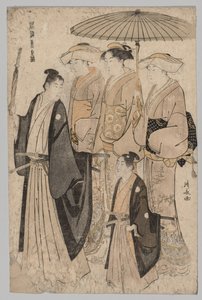 吉原の女と侍女（東方の錦 流行より） 作： Torii Kiyonaga