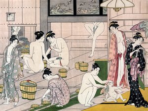 鳥居清長の「女湯」。