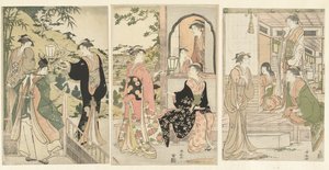 浄瑠璃姫を奏でる義経 作： Torii Kiyonaga