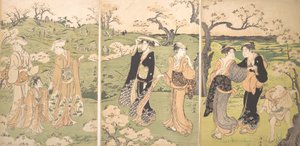 飛鳥山でお花見するお嬢様方。 作： Torii Kiyonaga