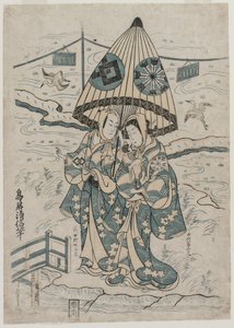 Nakamura Tomijuro and Nakamura Shichisaburo II as the Lovers Agemaki and Sukeroku, 1753.  作： Torii Kiyonobu II