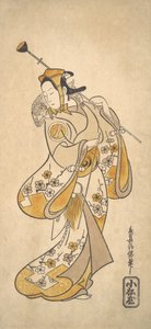 猿まわしの市川門之助（1720-25年頃）。 作： Torii Kiyonobu I