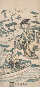 ドラマのワンシーン、おそらく道成寺娘。 1744年。 作： Torii Kiyonobu I