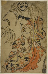 1700年3月に森田劇場で上演された劇中の和歌五水伝の三代目姫、上村吉三郎 作： Torii Kiyonobu I