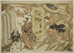 清水寺から飛び降りる少女 作： Torii Kiyotsune