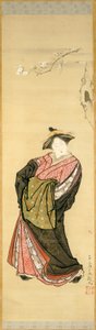 花魁と桜の枝 作： Toriyama Sekien