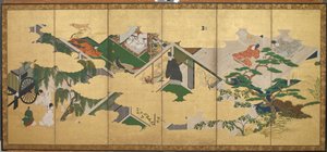 源氏物語<em></em>、第 2 章: 源氏の空蝉への訪問 作： Tosa Mitsuoki