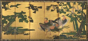 クジャクとフェニックス、1500年代後半。 作： Tosa Mitsuyoshi