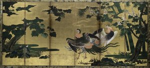 フェニックスと桐、1500年代後半。 作： Tosa Mitsuyoshi