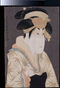 寛政6年5月の宮古座演劇 『花あやめ文六そが』から、田辺文蔵の妻である押瀬役の瀬川菊之上三世の奥美絵。