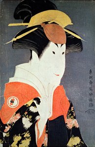 歌舞伎俳優瀬川富三郎二世の頭と肩、宿木、大岸蔵人の妻として）、1794年に出版（カラー木版画） 作： Toshusai Sharaku