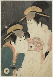 大岸蔵人の妻・宿木役の二代目瀬川富三郎（右）と使用人・若草役の中村万葉（左）。