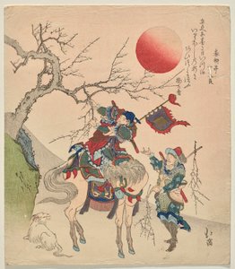 中国の政治家・関羽が梅の枝を折る 作： Totoya Hokkei