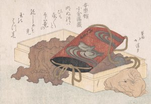 春雨の箱に水鳥と牛根付を描いた漆の印籠…、おそらく1817年。 作： Totoya Hokkei