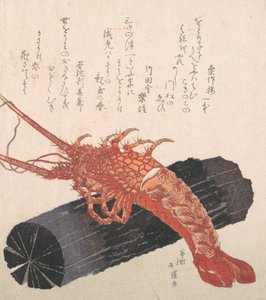 炭の上のロブスター。 作： Totoya Hokkei