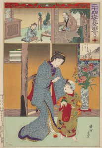 親孝行の二十四パラゴンのイメージのパロディペアリング: 呂智、No.9 作： Toyohara Chikanobu