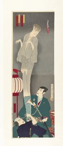 仲間権兵衛と神原幹之助は佐次郎の亡霊 作： Toyohara Kunichika