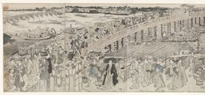 View: 両国橋で夕風を楽しむ 作： Toyokuni (II) , Utagawa