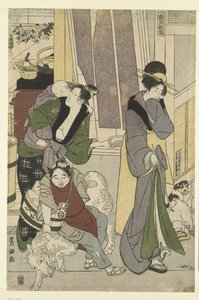 魚屋 四月 三連祭壇画 よんがつ、さんぶくついい 豊広と豊国の十二ヶ月（連載タイトル） とよひろ とよくに りょうがじゅうにこ 作： Toyokuni (II) , Utagawa