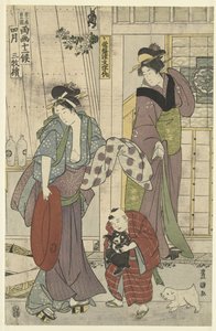 魚屋 四月 三連祭壇画 よんがつ、さんぶくついい 豊広と豊国の十二ヶ月（連載タイトル） とよひろ とよくに りょうがじゅうにこ 作： Toyokuni (II) , Utagawa