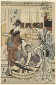 魚屋 四月 三連祭壇画 よんがつ、さんぶくついい 豊広と豊国の十二ヶ月（連載タイトル） とよひろ とよくに りょうがじゅうにこ 作： Toyokuni (II) , Utagawa