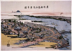 東都の金龍山浅草寺 1820年頃（木版画 作： Toyota Hokkei