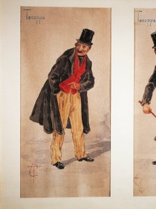 1874年にミラノの俳優Edoardo Ferravillaが生み出したテコッパのキャラクター、Tranquillo Cremonaの水彩画