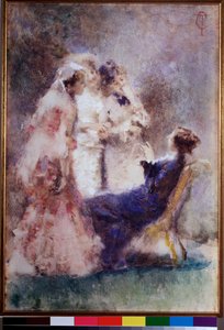 High life (High-life or The great life) 庭にいる上流社会の若いエレガンスたち - トランキッロ・クレモナ（1837-1878）の絵画（scapigliatura） Milan, Galleria d