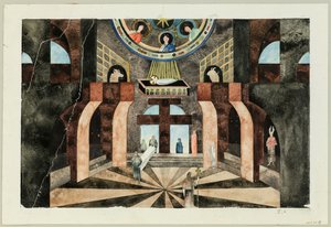 1934年頃のフリードリヒヘッベルによる悲劇死のニーベルンゲンの舞台デザイン。 作： Traugott Müller