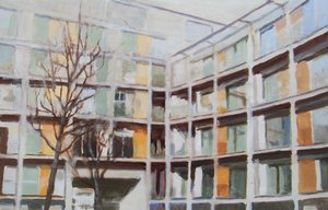 住む場所 44, 2012 (油彩、合板) 作： トレバー・バージェス