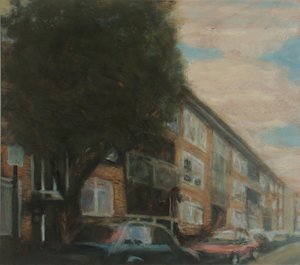 A place to live 4, 2010（合板に油彩） 作： トレバー・バージェス