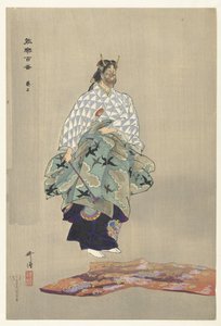 能楽「葵の上」の場面 青い上（オブジェクトのタイトル） 能楽百演（シリーズタイトル） 能楽百番 作： Tsukioka Kogyo