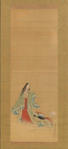 猫を連れた第三王女、『新薬草一若菜』より、18世紀。 作： Tsukioka Masanobu