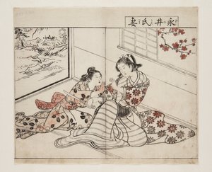 永井の妻（永井市妻）」（カラー木版画 作： Tsukioka Settei