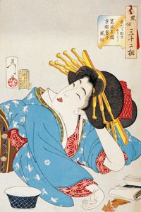 寛政期の京都芸者の顔 月岡芳年（1839-1892）作 「風俗三十二面図」 おばんたて絵 木版 37.5×26cm 日本の文化 作： Tsukioka Yoshitoshi