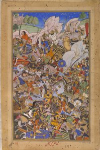 1577年、ラージャスターン州ブンディの砦占領前の戦い、1592年～1594年 作： Tulsi Kalan