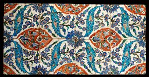 8つの複合Iznikポリクローム正方形タイル、c.1575 作： Turkish School