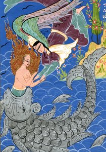 ヨナと巨大な魚（水彩・紙 作： Turkish School