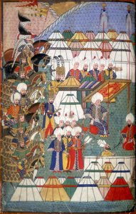 ゲリボルル ムスタファ アリによる 1578 年のトルコによるジョージア征服の説明である「Nusretname」からのイラスト。 作： Turkish School