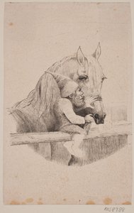 ティルプのエルフは白馬に餌をやる 作： Ubekendt