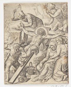 十字架につけられたキリスト 作： Ubekendt efter Dirck Volckertsz. Coornhert efter Maarten van Heemskerck