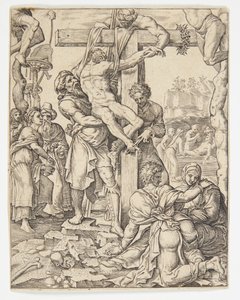 十字架からの降下 作： Ubekendt efter Dirck Volckertsz. Coornhert efter Maarten van Heemskerck