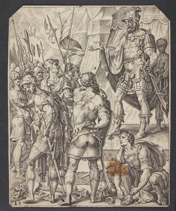 兵を武装させるダビデ 作： Ubekendt efter Maarten van Heemskerck