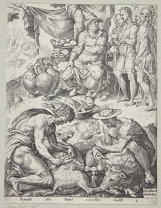 ダビデに食物を送ることを拒むナバル 作： Ubekendt efter Maarten van Heemskerck