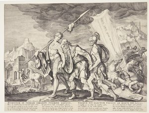目の見えないサウロがダマスカスに導いた 作： Ubekendt efter Philips Galle efter forlæg af Maarten van Heemskerck