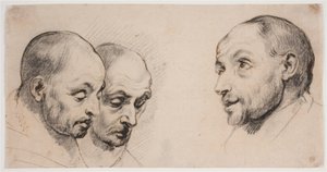 3 つの男性の頭 作： Ubekendt kopist efter Anthony van Dyck