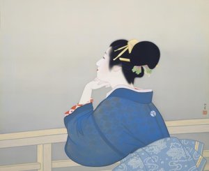 月が昇るのを待つ女性 作： Uemura Shoen