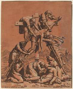 十字架からの降下 作： Ugo da Carpi after Raphael